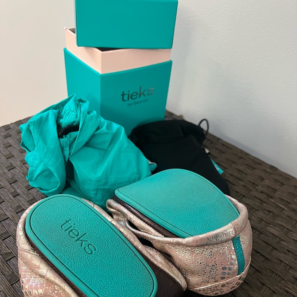 Tieks romantic blush snake print ballet flats